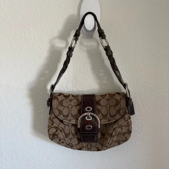 Y2K Coach Soho Signature Flap Buckle Small Canvas Shoulder Bag in Brown 060 6171 - Picture 11 of 11